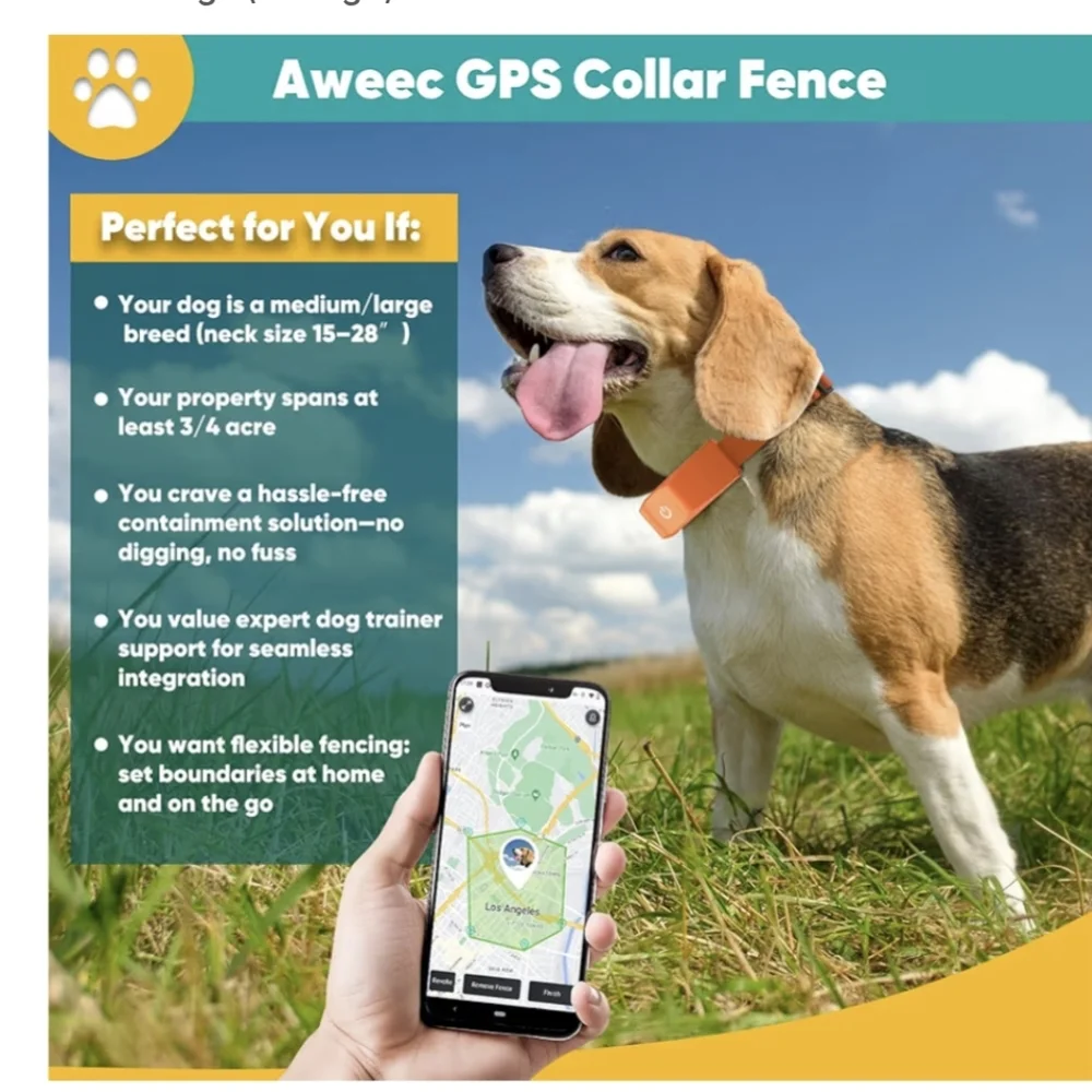 Aweec 2-in-1 Smart GPS Wireless Fence And Dog Training Collar Medium